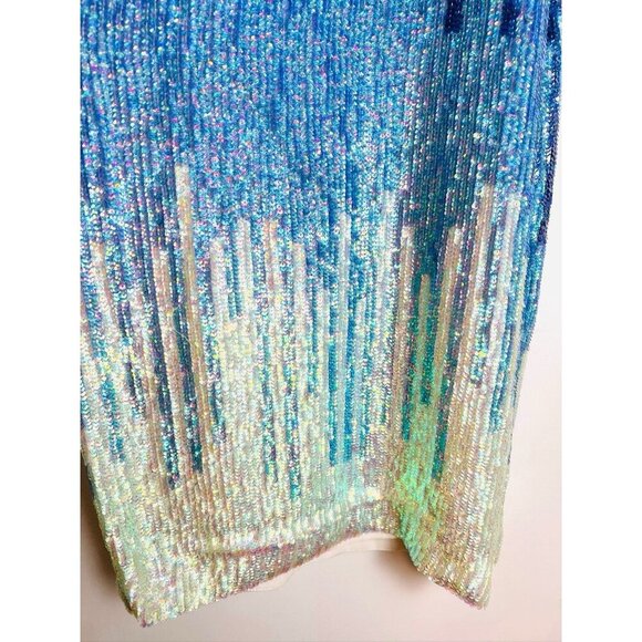 Versace Sequin Blue Couture Dress 38 - Picture 6 of 11